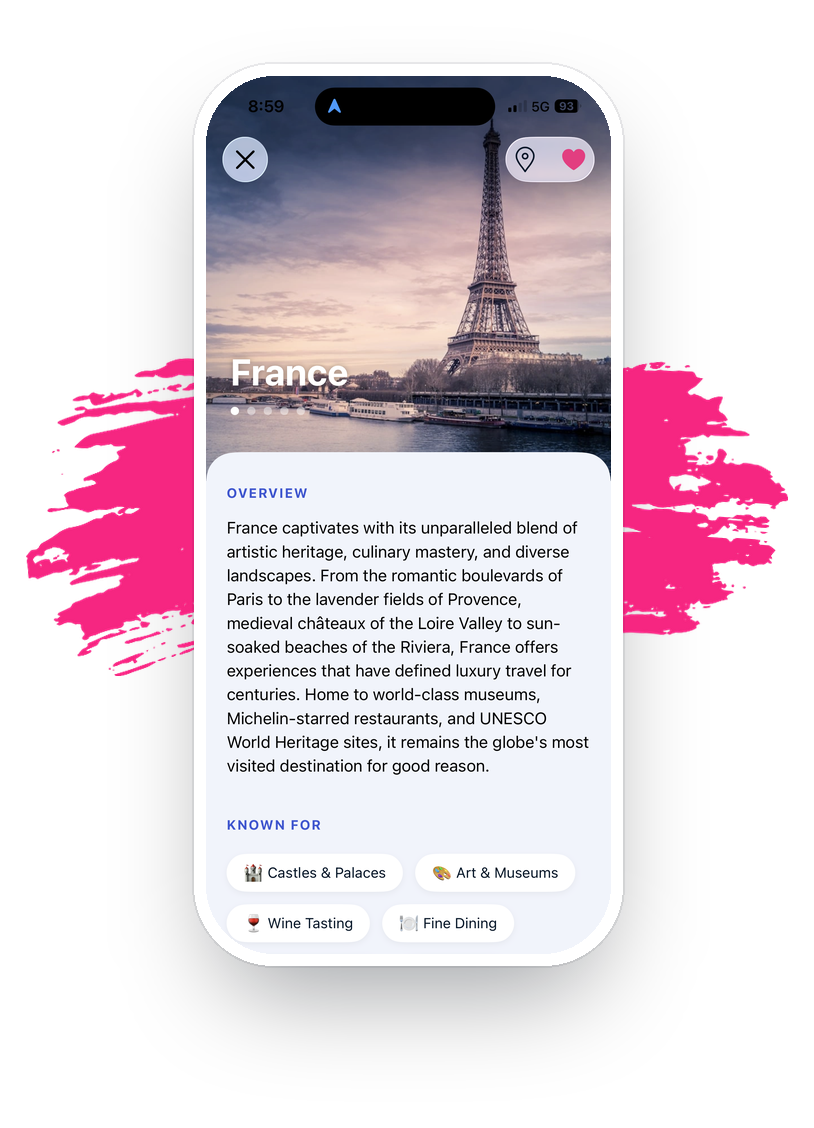 Exploring a destination in the Triplist app