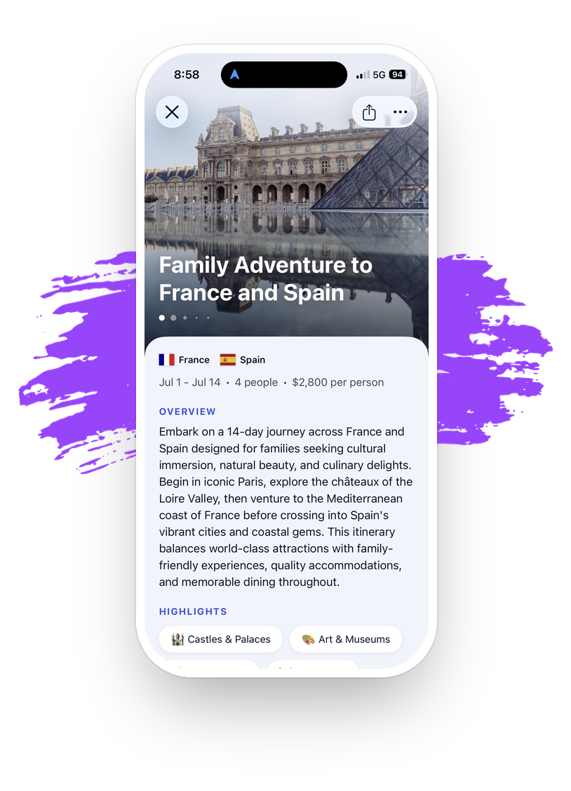 An AI-generated day-by-day itinerary in the Triplist app