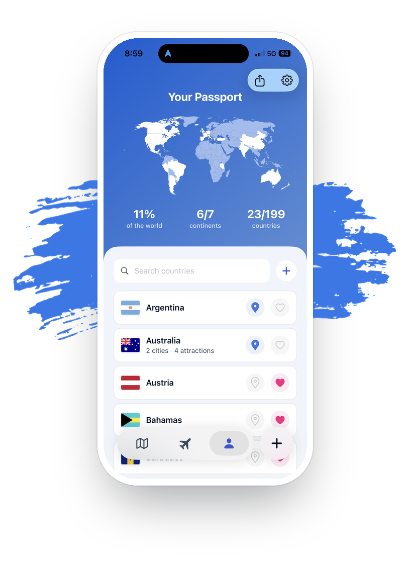 Sharing a travel passport with friends in the Triplist app